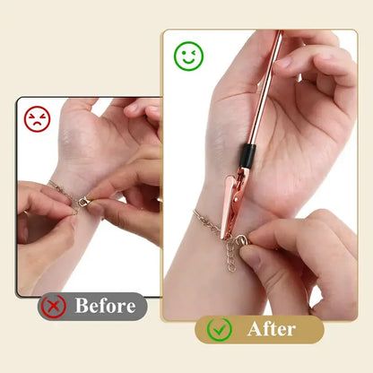 3 Colors Metal Bracelet Helper Tool Hook Pretty Bracelet Helper Easy Jewelry Wearing Tool Aid Assistance for Bracelet Necklac