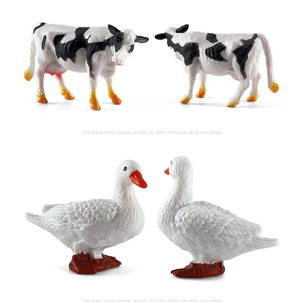 Realistic Animal Model Simulated Poultry Miniatures Farm Dog Duck Cock Figurines Creative Education Kids Gift for Children