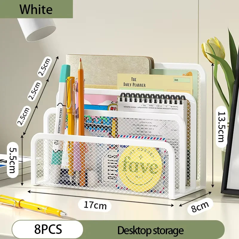 Desk Mail Organizer Small File Holders Letter Organizer Metal Mesh Document/Filing/Folders/Paper Organizer for Desktop - 8PCS