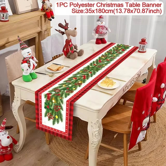 Christmas Table Runner Merry Christmas Decoration for Home Xmas Party Decor 2025 Navidad Notal Noel Ornament Happy New Year 2