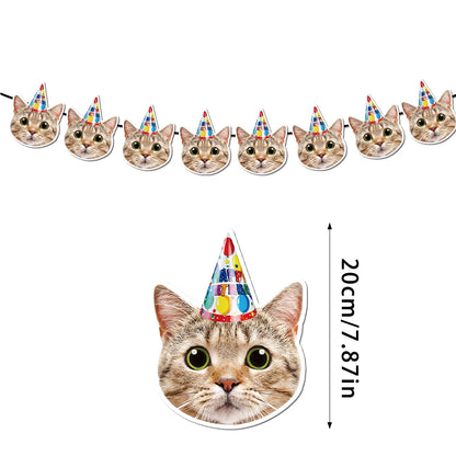 Custom Birthday Photo Banner Personalized Birthday Hat Pattern Bunting Banner for Happy Birthday Party Favors Birthday Banner