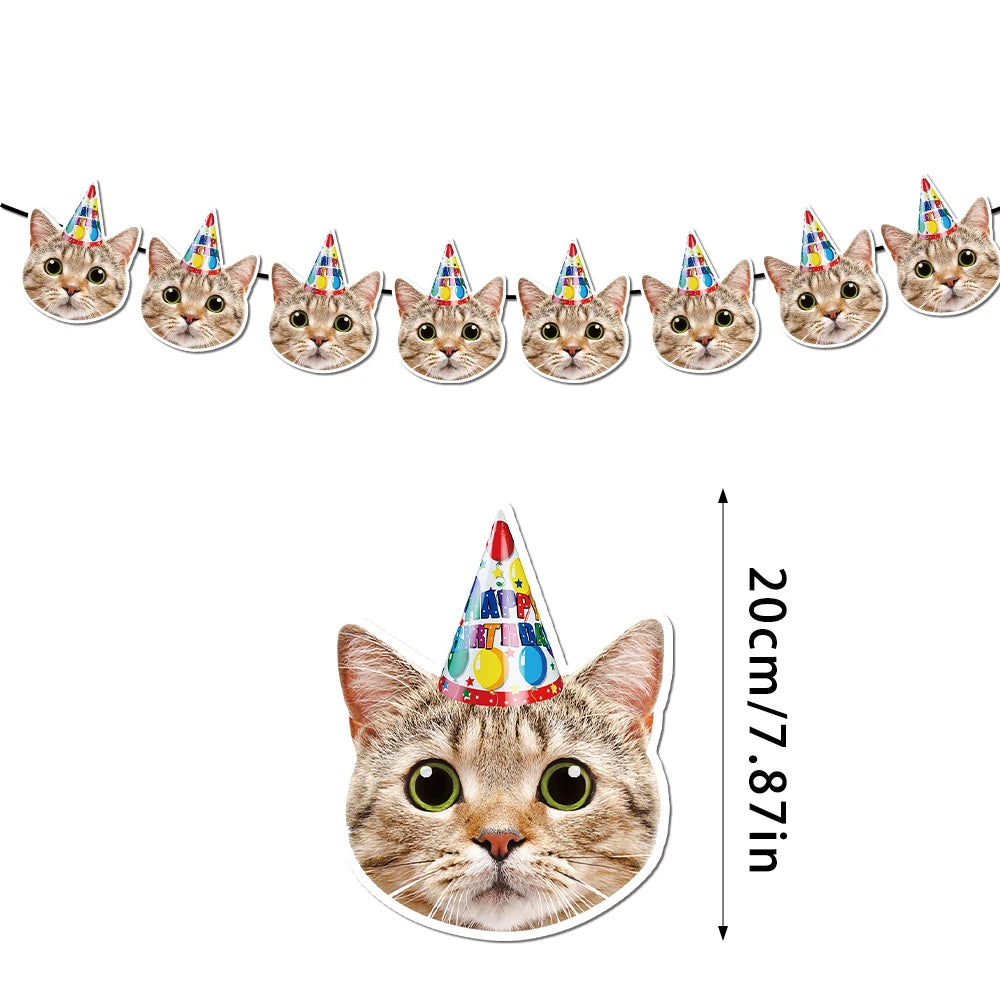 Custom Birthday Photo Banner Personalized Birthday Hat Pattern Bunting Banner for Happy Birthday Party Favors Birthday Banner