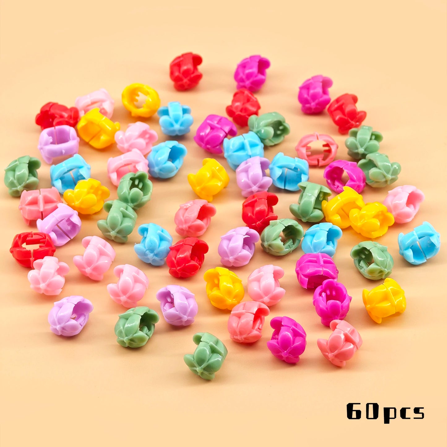 60pcs Hair Braids Beads Headwear Cute Candy Colors Plastic summer Hair Claw Clips Hair Accessories Loc Hair Jewelry for Braid