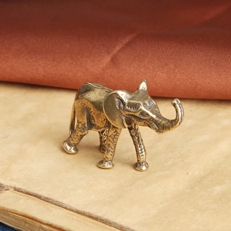 Antique Bronze Minature Elephant Figurines Tea Pet Table Ornament Decorations Solid Copper Animal Crafts Home Decor Living Ro