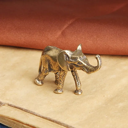 Antique Bronze Minature Elephant Figurines Tea Pet Table Ornament Decorations Solid Copper Animal Crafts Home Decor Living Ro