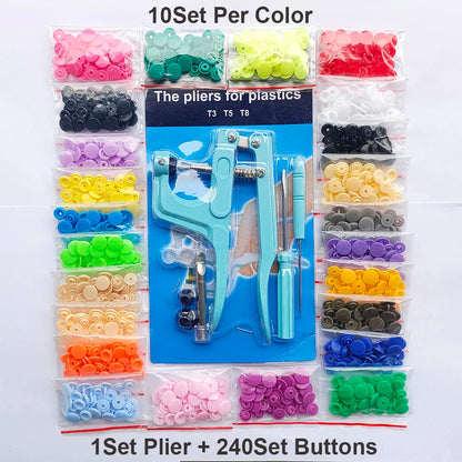 T5 Resin Snap Buttons Set Snaps U Shape Fastener Snap Pliers Buttons Kit Snaps Cloth Buttons DIY Sewing Machine Crafting Tool