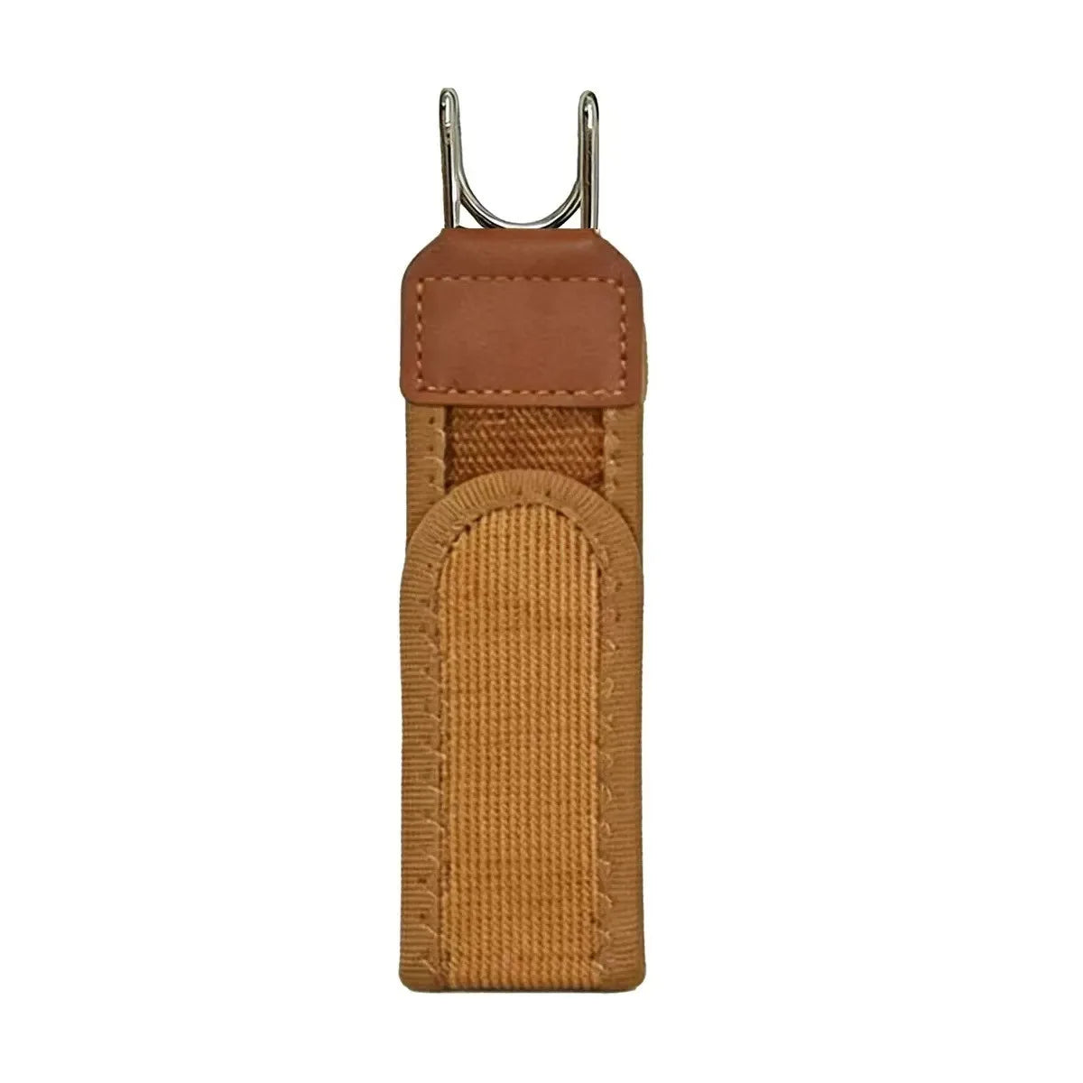 Adjustable Elastic Waistband Buckle with Magic Tape & Metal Hooks - Brown