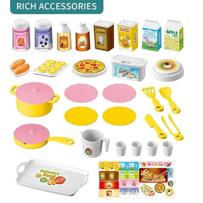Mini Kitchen Counter Play Set DIY Simulated Cooking Food Tableware Play House Role Play Pretend Game Toy Gift Kid Boy Childre