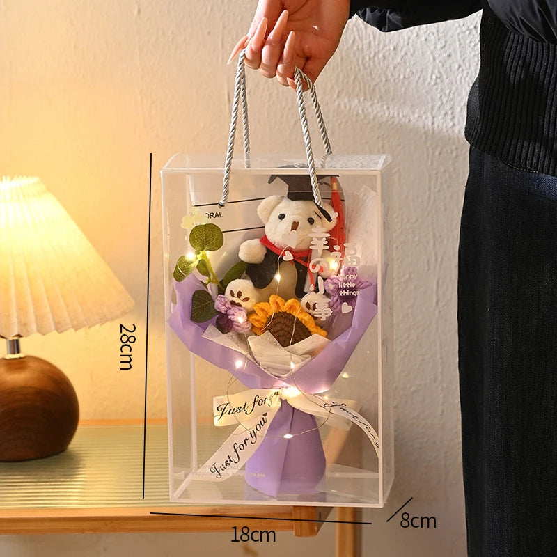 Graduation Bouquet Artificial Crochet Bouquets Hand-woven Flower Bouquet Gifts Teacher's Day Graduation Gift Flowers