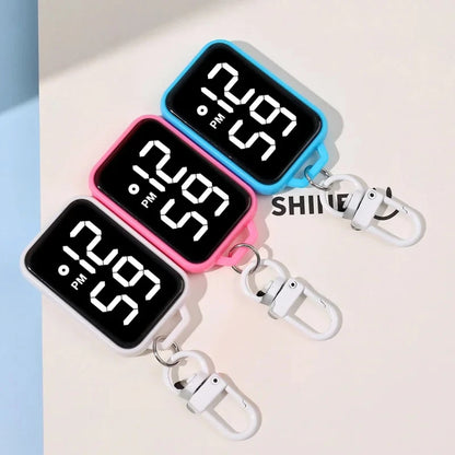 LED Keychain Pocket Watch Digital Display Electronic Watch for Youngster Student Backpacks Keys Pendant Timepiece Present