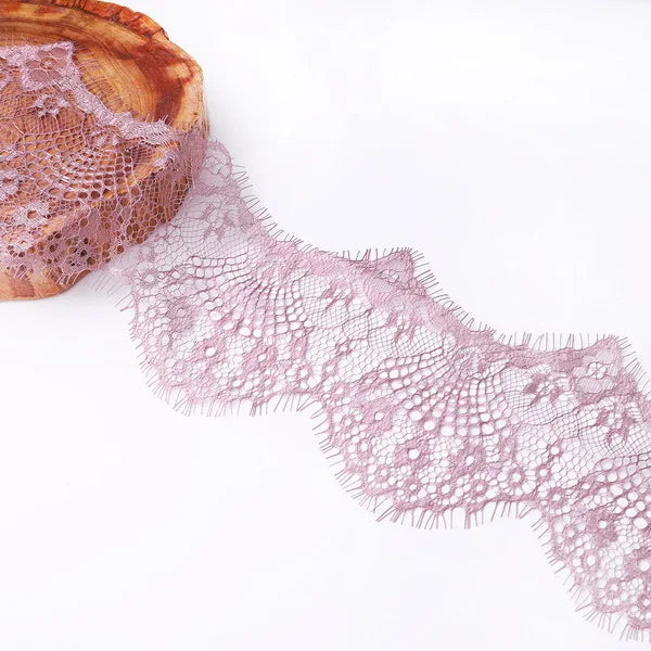 14 colors (3 yards / roll) Embroidered Lace Net Ribbon Fabric Trim DIY Sewing Handmade Craft Materials - Violet
