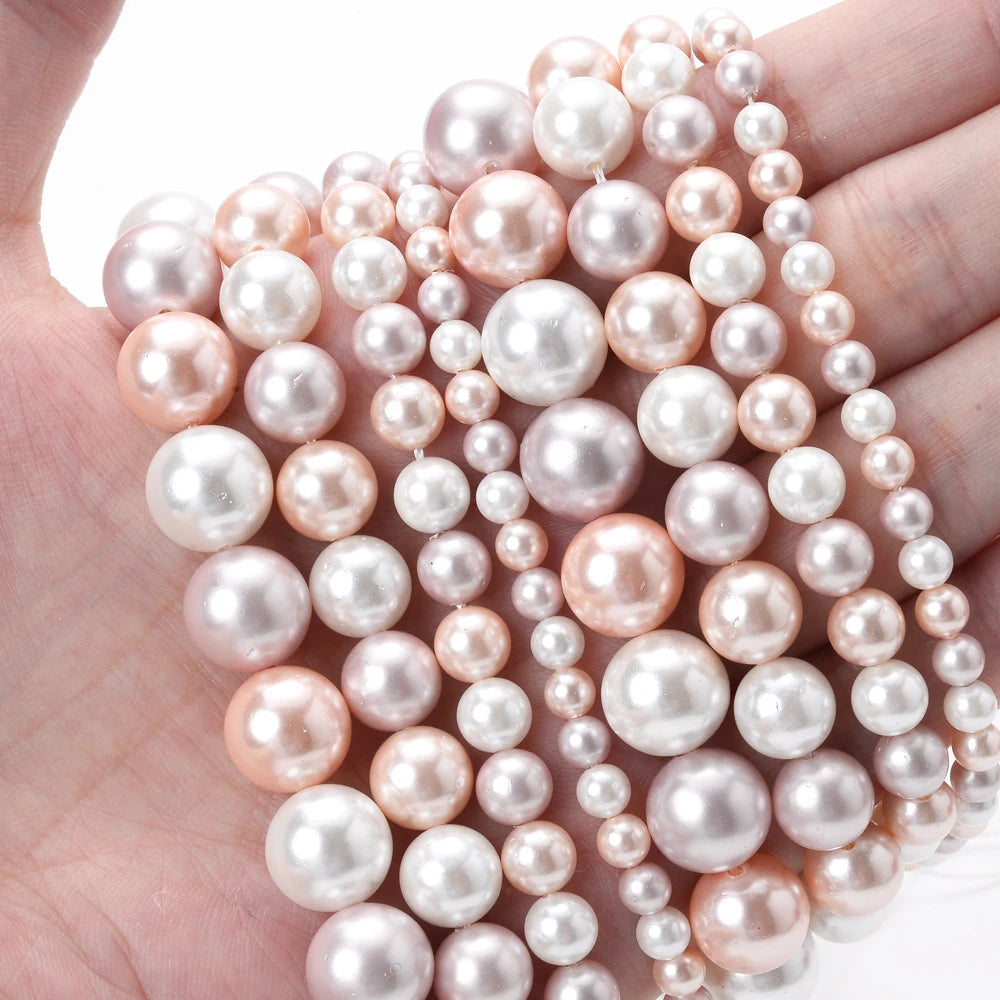 Natural Freshwater Shell Pearls Beads Round Loose Spacer Beads for Jewelry Making DIY Bracelet Necklace Accessories 4 6 8 10m