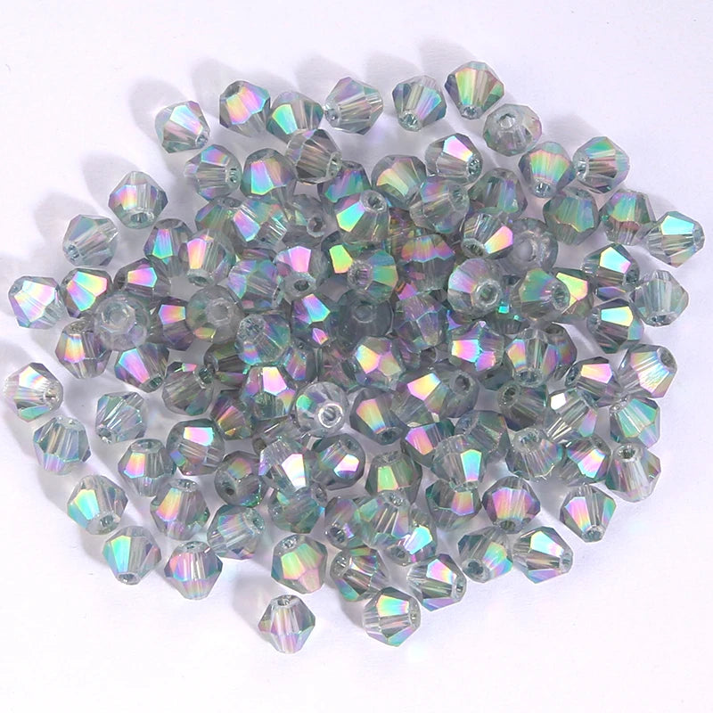 100Pcs 4MM Glass Bicone Shaped Beads Faceted Crystal Beads for Jewelry Making Bracelet Necklace Earrings DIY Beading - 15