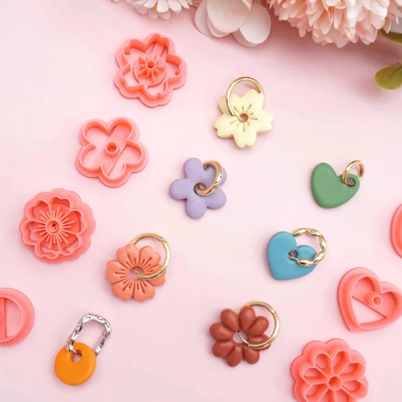 Flowers/Love Soft Ceramic Earring Mold Polymer Clay Cutter DIY Handmade Jewelry Pendant Quick Modeling Cutting Ceramic Tool