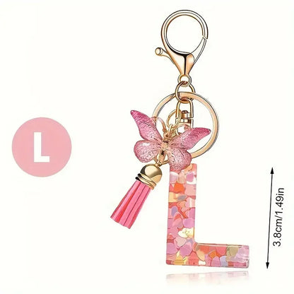 Fashion DIY A-Z Letters keychain Metal Holder Pendent Key Chain Women Car Key Ring Simple Letter Name Key Party Gift Jewelry 