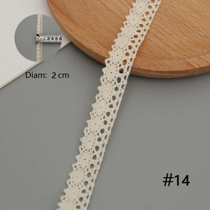 5M Cotton Lace Trim Sewing Crochet Lace Ribbon Beige Trim Lace Ribbon DIY Wedding Party Christmas Gift Decor Sewing Craft Sup