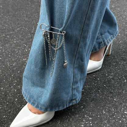 Retro Sweet Imitation Pearl Metal Chain Tassel Pendant Pin Pants Foot Chain 2025 Creative Girl Fashion Sweet Fashion Jewelry 