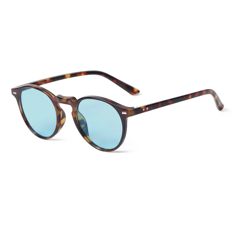Vintage Fashion Round Sunglasses Women Men 2024 Brand Design Retro Rivet Yellow Blue Lens Square Sun Glasses Male Female Gogg