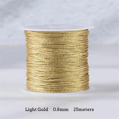 Gold/Silver Thread Macrame Cord Rope Bracelet Necklace Braided String For DIY Tassel Beading Shamballa String Supplies - 0.8m