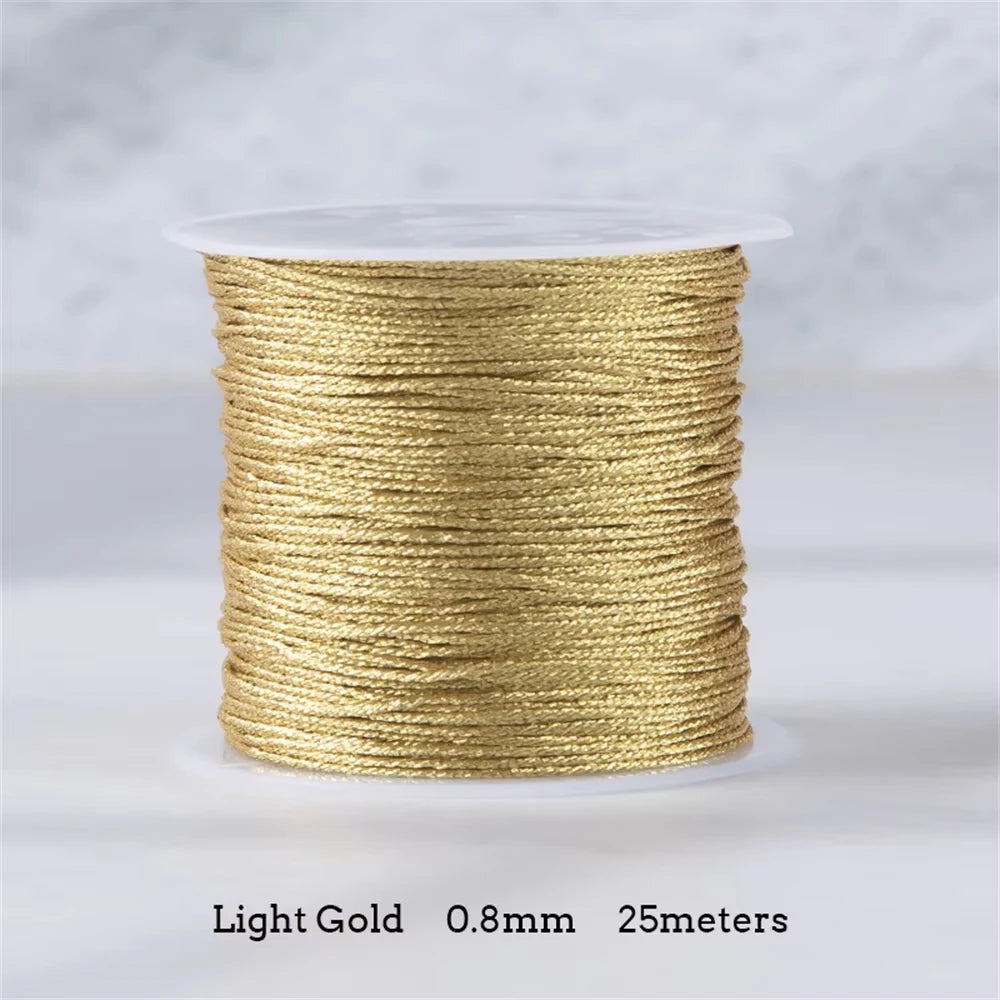 Gold/Silver Thread Macrame Cord Rope Bracelet Necklace Braided String For DIY Tassel Beading Shamballa String Supplies