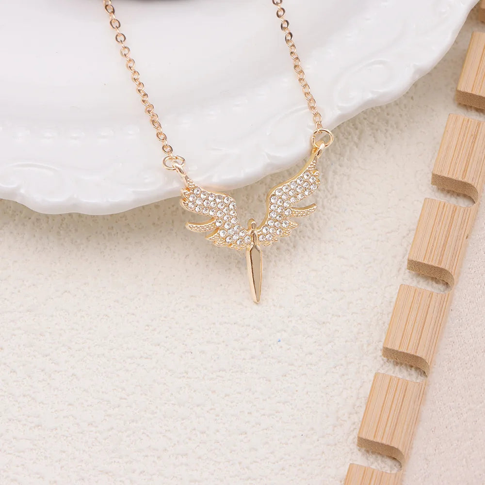 Angel Wings Pendant Necklace for Men Unisex Hip Hop Gothic Punk Clavicle Chain Trendy Classic Gold Silver Neck Jewelry Gift -