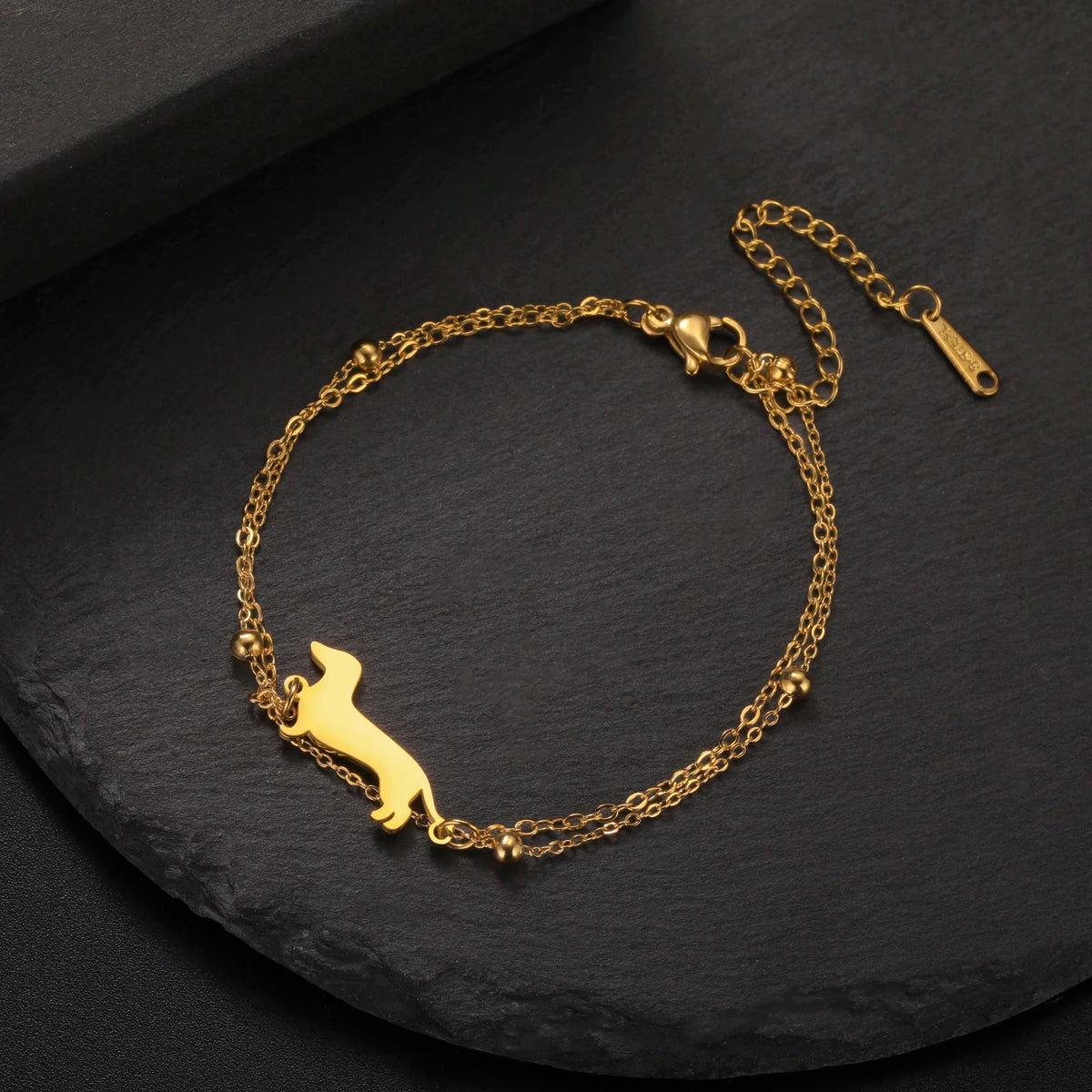 Cute Dachshund Dog Stainless Steel Bracelet for Women's Valentine's Day Commemorative Day Jewelry and Gift