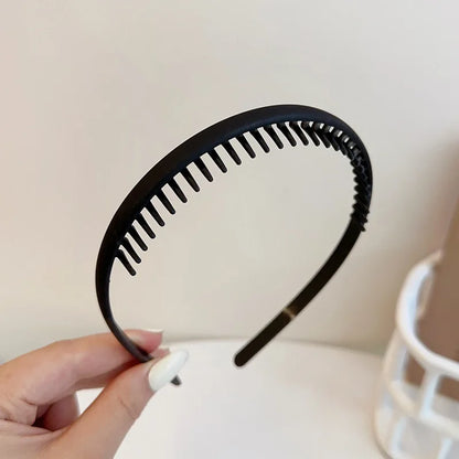 1/2 Pcs Fashion Multicolor Wave Toothed Frosted Hairbands For Women Girla Party Hair Accessories - 1 pcs black