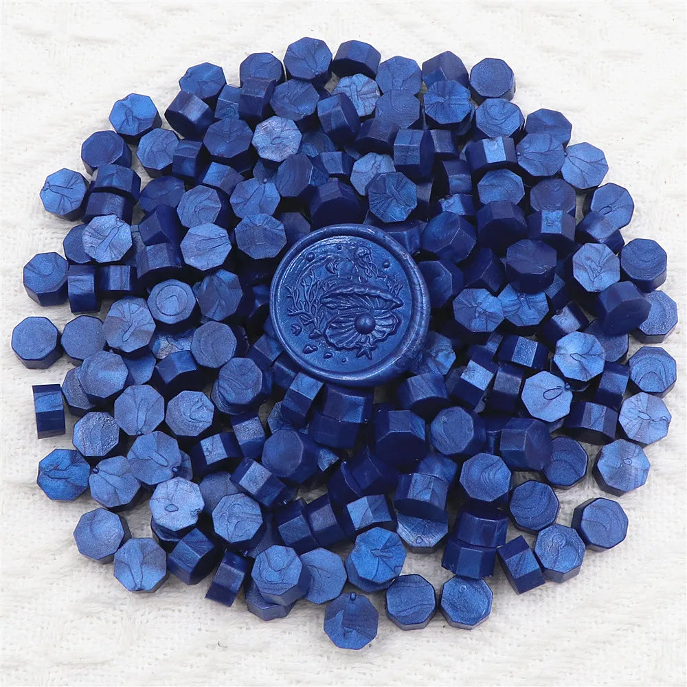 100pcs/bag Octagon Sealing Wax Beads For Seal Stamp, Handmake Embellishment Of Card Envelope, Fire Lacquer Sealing Wax - Sea 