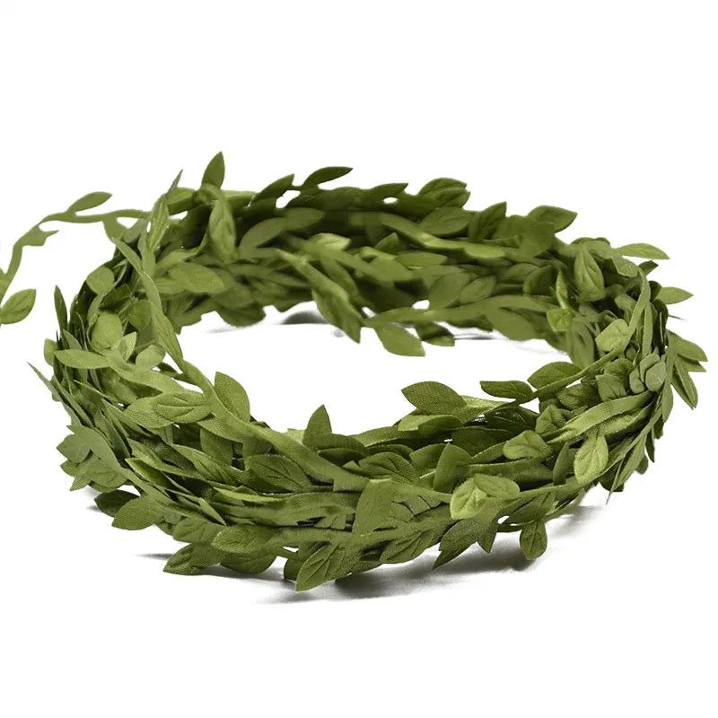 10/20M Silk Leaf-Shaped Handmake Artificial Green Leaves Faux Vines Bathroom Decorative Diy Wreath Accessories Home Decoreati
