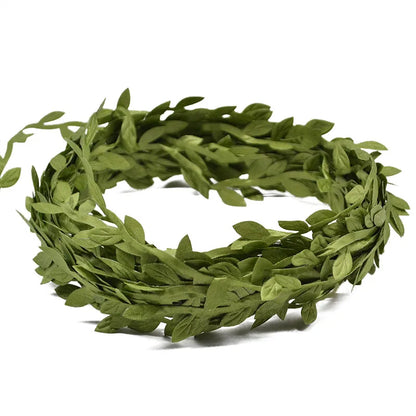 10/20M Silk Leaf-Shaped Handmake Artificial Green Leaves Faux Vines Bathroom Decorative Diy Wreath Accessories Home Decoreati