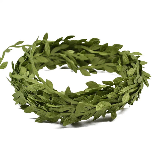 10/20M Silk Leaf-Shaped Handmake Artificial Green Leaves Faux Vines Bathroom Decorative Diy Wreath Accessories Home Decoreati
