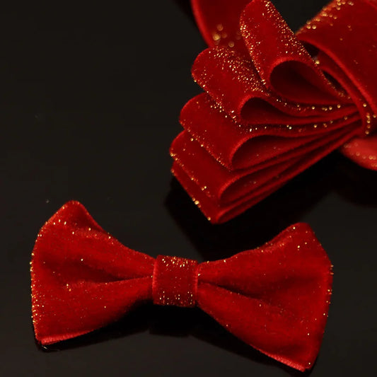 5 Yards Christmas Velvet Ribbon New Year Red Festival Ribbon Bows Gift Box Packaging Ribbon Festival Scene 10/15/20/25/38mm