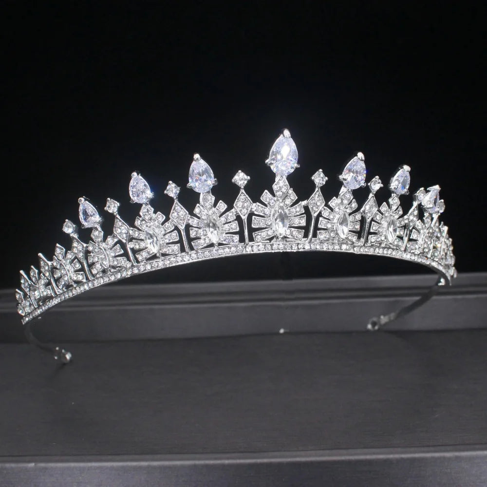 Luxury Crystal Hair Tiaras For Bride Women Prom Hairstyle Rhinestone Zircon Diadem Headband Wedding Bridal Hair Accessories -