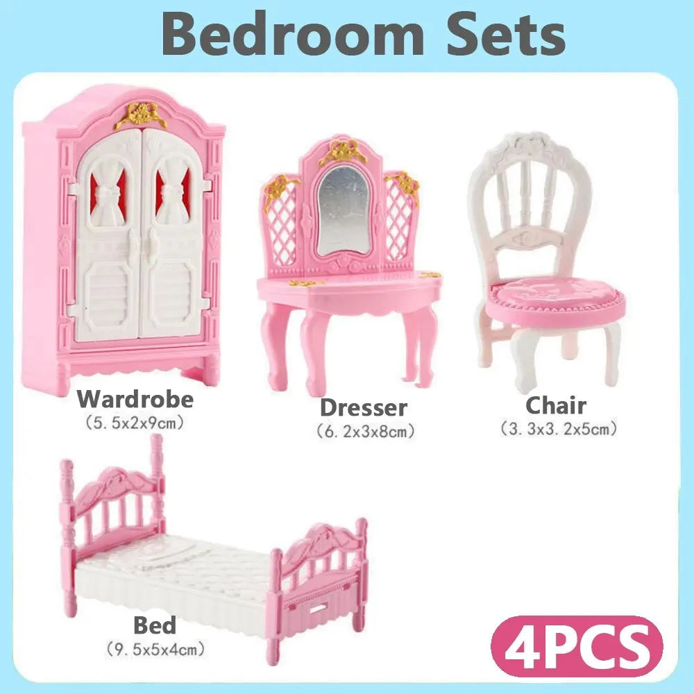 Cute Kawaii Pink 10 Items/Lot Miniature Dollhouse Furniture Accessory Kids Toys Kitchen Cooking Things For Girl Gifts - Pink-