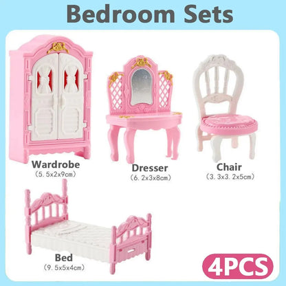 Cute Kawaii Pink 10 Items/Lot Miniature Dollhouse Furniture Accessory Kids Toys Kitchen Cooking Things For Girl Gifts - Pink-