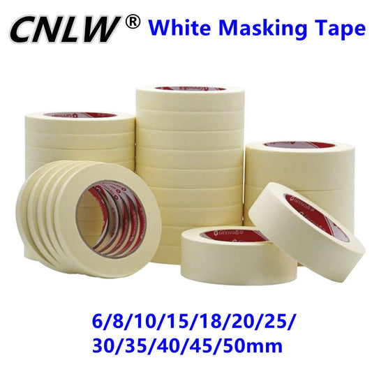1PC 20M Low Viscosity Masking Tape White 6mm-50mm Single Side Tape Adhesive Crepe Paper for Oil Painting Sketch Drawing Suppl