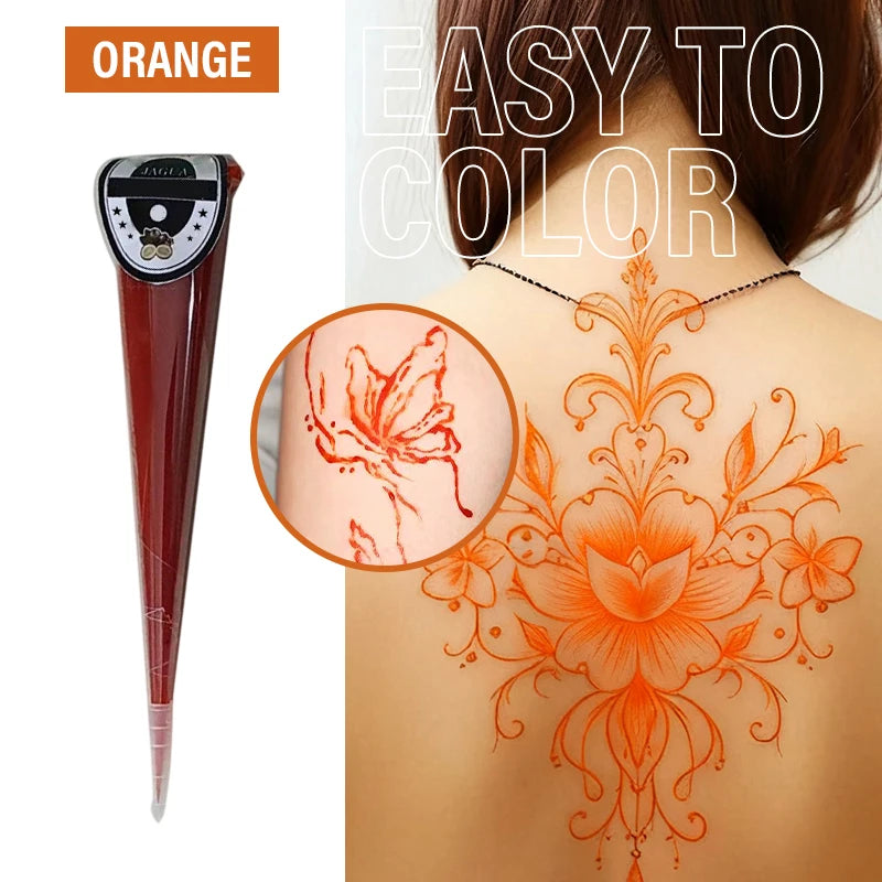 Henna Temporary Tattoo Non-Toxic Cone Body Paint Brown Tattoo Paste Waterproof Body Art Cream For Skin Decoration Festival Bo