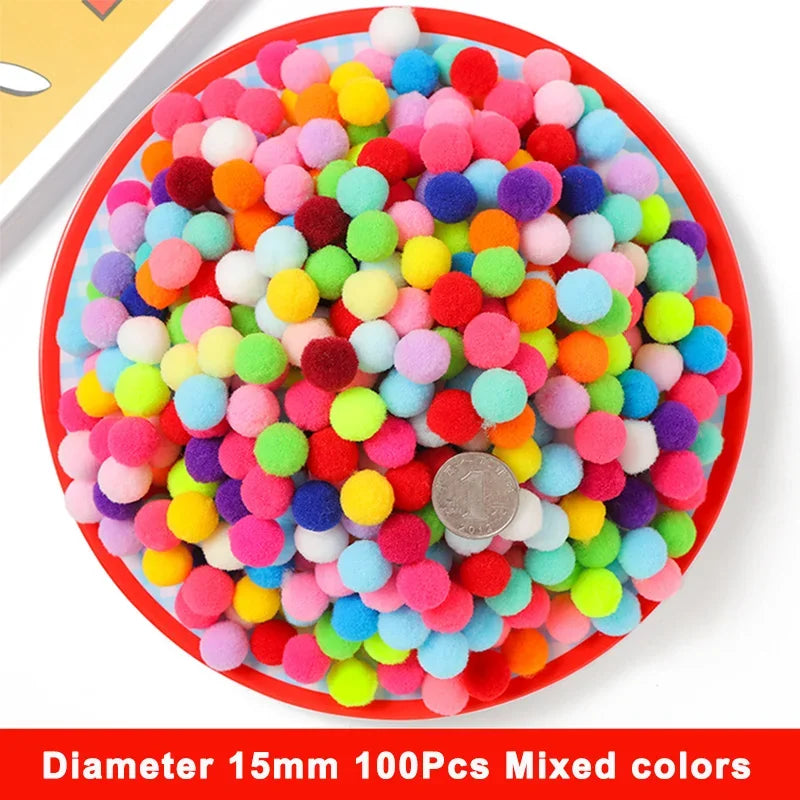 8-30mm Pom poms Multi-Colored Pompoms Soft Fluffy Puff Pompom Balls for Kid DIY Creative Craft Wedding Decor Sewing Supplies 