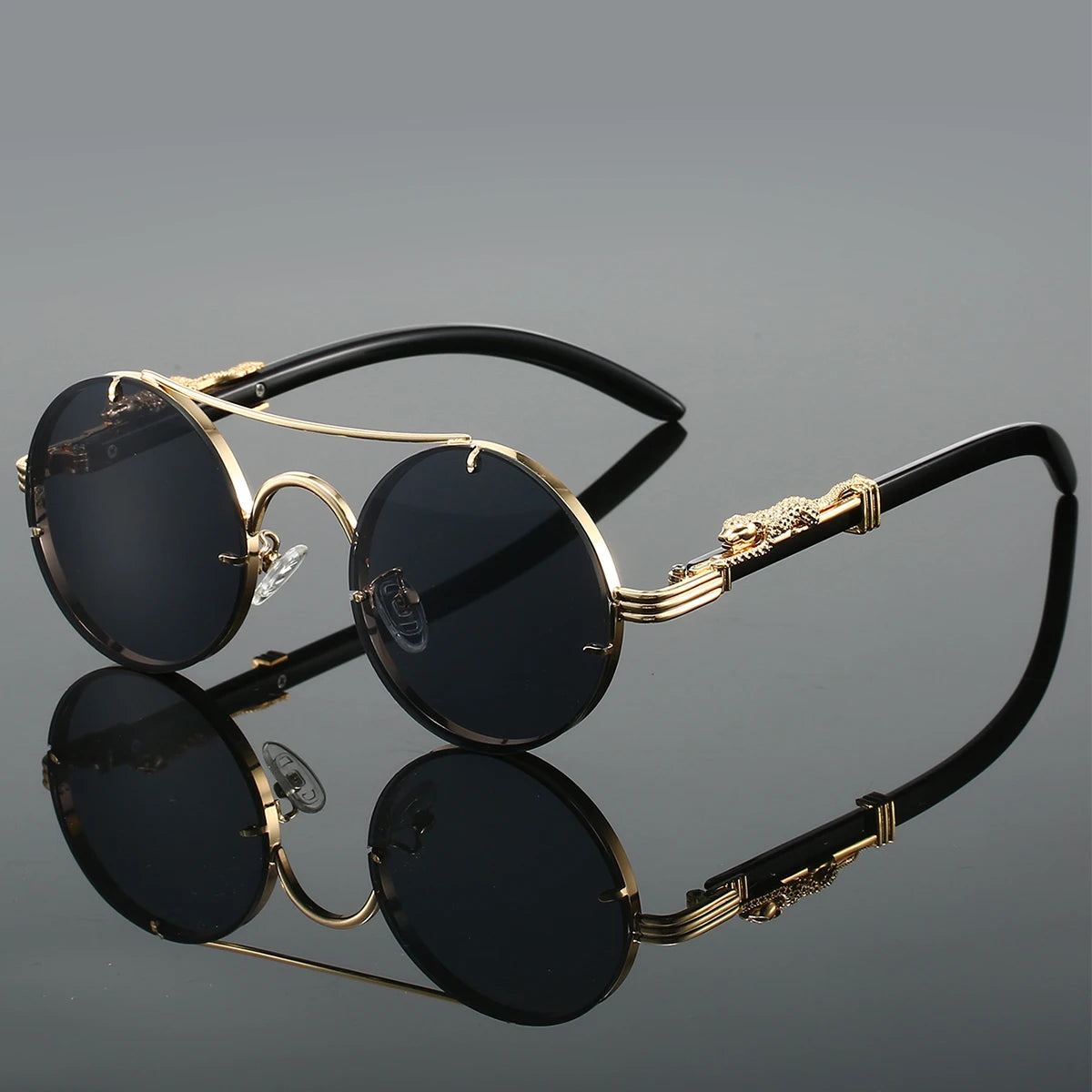 KAMMPT Vintage Round Sunglasses Men Fashion Double Bridge Multicolor Shades Women Retro Trendy Brand Luxury Design Sun Glasse