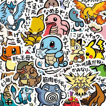 56PCS Cute Anime Pokemon Stickers Cartoon Pikachu Sealing Decoration DIY Laptop Decals Graffiti Sticker Reward Gift Kid Toy