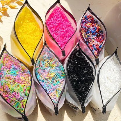 500/1000/2000pcs Girls Colourful Disposable Rubber Band Hair Ties Headband Children Ponytail Holder Bands Kids Hair Accessori
