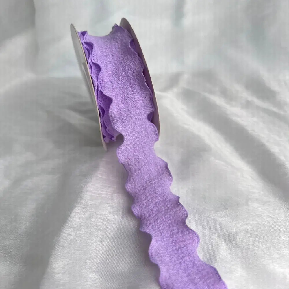 New 10 Yards Fishtail Yarn Ribbons Gift Wrapping Bouquets Wave Edge Pleated Gifts Packaging Material 2.5cm DIY Decor - Purple