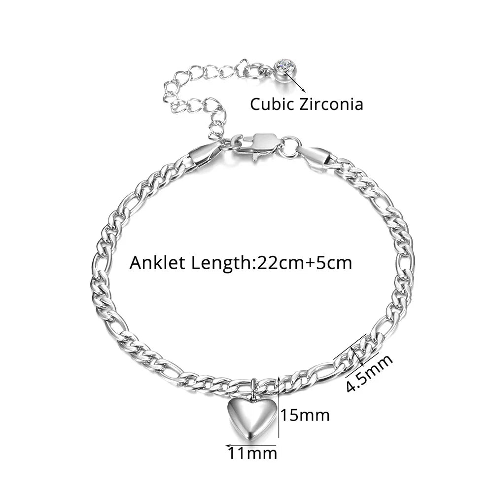 Anklet For Women Gold Color Stainless Steel Cuban Link Ankle Bracelets Summer 2024 Fashion Leg Chain Beach Foot Jewelry Anckl