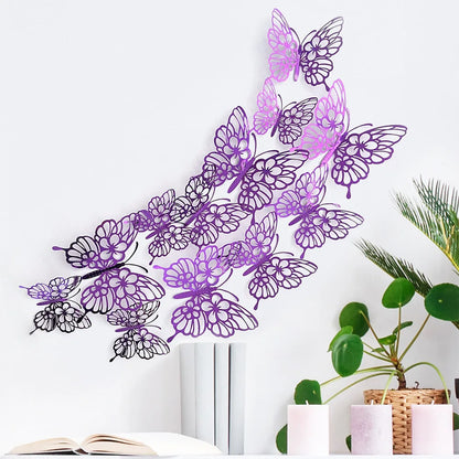 12Pcs/set 3D Hollow Butterfly Wall Stickers Wall Decor for Living Room Wedding Party Decoration Butterflies Decal Stickers - 
