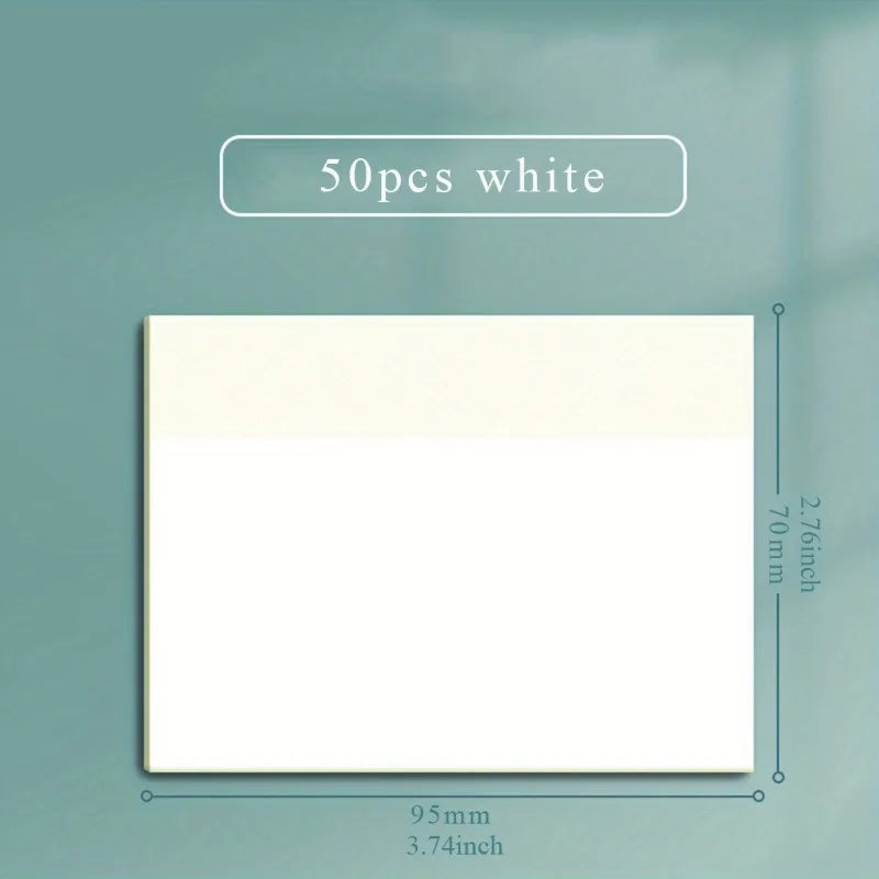 50 Sheets Transparent Sticky Note Pads Waterproof Self-Adhesive Memo Notepad School Office Supplies Stationery - 76x95mm