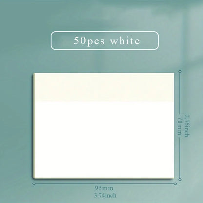 50 Sheets Transparent Sticky Note Pads Waterproof Self-Adhesive Memo Notepad School Office Supplies Stationery - 76x95mm