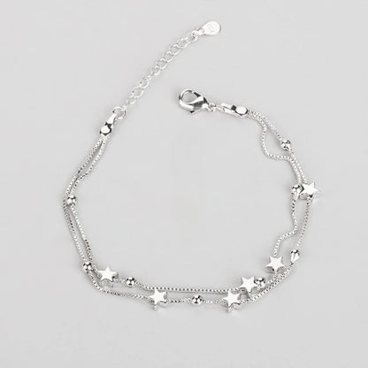 925 Sterling Silver Hollow Heart Bracelets For Women Girls Vintage Korean Design Double Layer Beads Bracelet Party Jewelry Gi