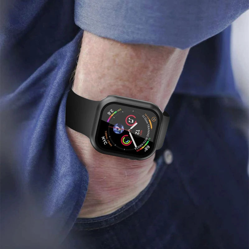 Glass+Cover For Apple Watch Case 11 10 9 8 7 6 SE 5 Accessorie Screen Protector Apple iWatch Serie 44mm 40mm 41mm 45mm 42mm 4