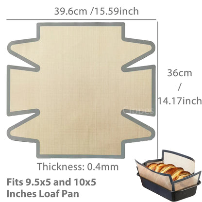Silicone Bread Loaf Pan Liners, Reusable Nonstick Long Tab Handles Bread Pan Baking Mats, for 9x5inch Bread Pans, Heat Resist