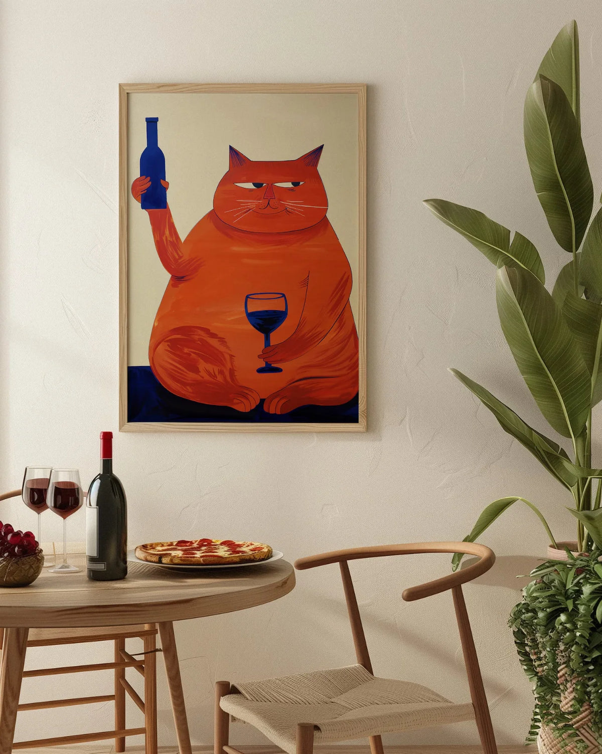 Bar Cart Decor, Cat Poster, Wine Print, Retro Kitchen Decor, Mid Century Modern Decor, Trendy Wall Art, Cheers Print, Dining 
